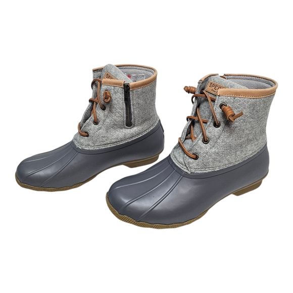 Women's Sperry Saltwater Emboss Wool Duck Boots Dark Grey Size 9 - Picture 3 of 12